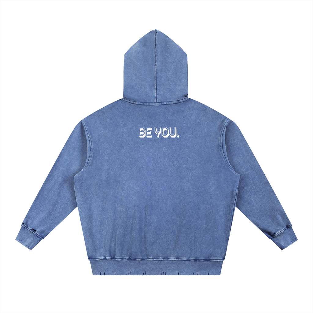 Snow Wash Hand-Frayed Heavyweight  Hoodie