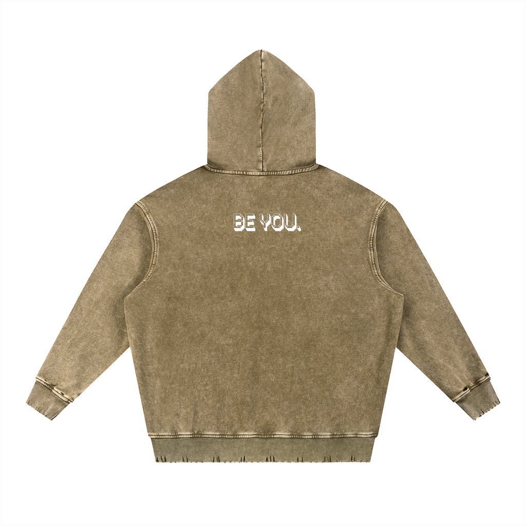 Snow Wash Hand-Frayed Heavyweight  Hoodie