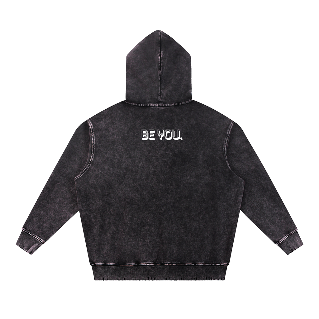 Snow Wash Hand-Frayed Heavyweight  Hoodie