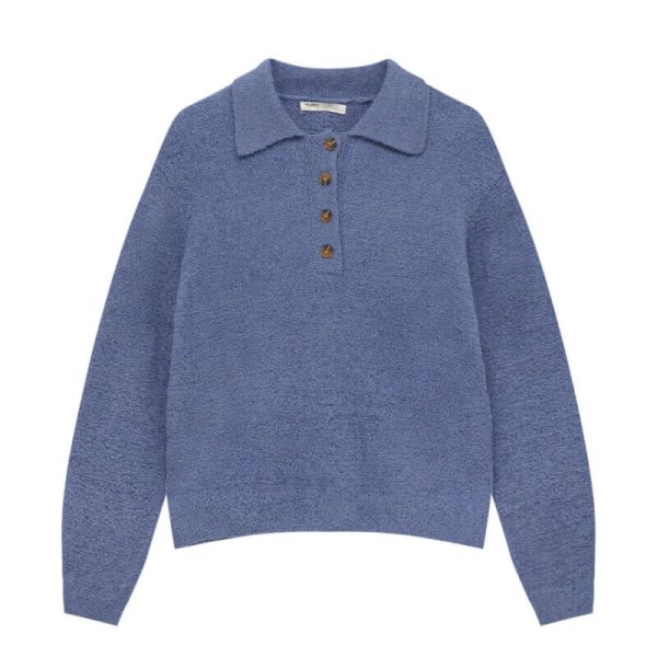 Fuzzy polo sweater